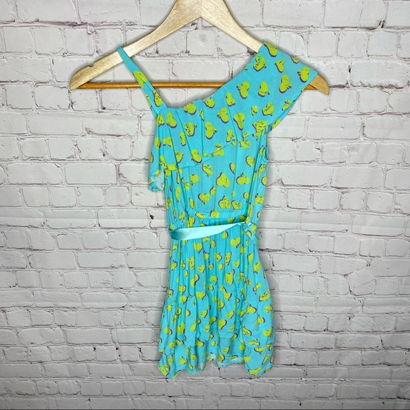 Disney D-Signed Blue Heart Print Flounce One Shoulder Dress Girls Size M - Picture 5 of 5